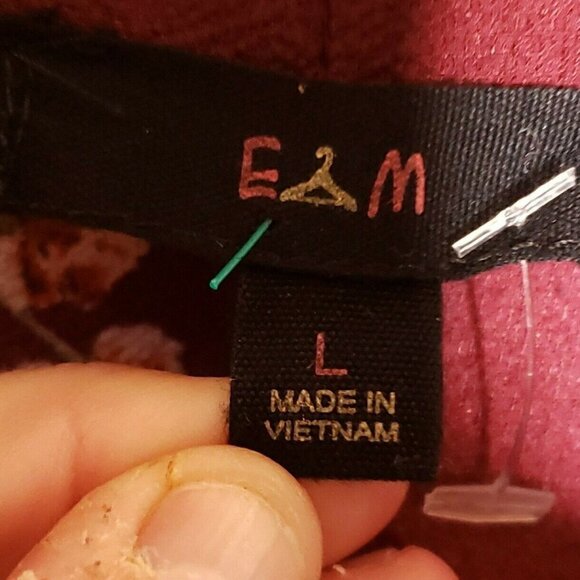 EAM Womens Red Floral Gauzy Textured Blouse Large - Picture 6 of 8